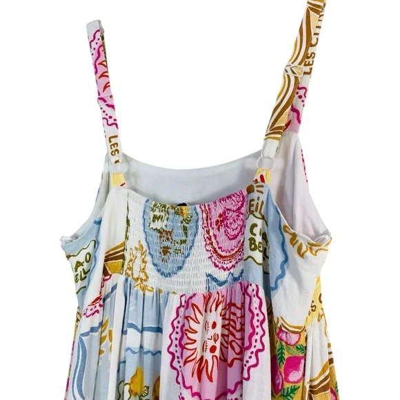 Paper Hearts Citron Amalfi Soleil Linen Blend Coastal Maxi Dress Size L - Picture 4 of 9